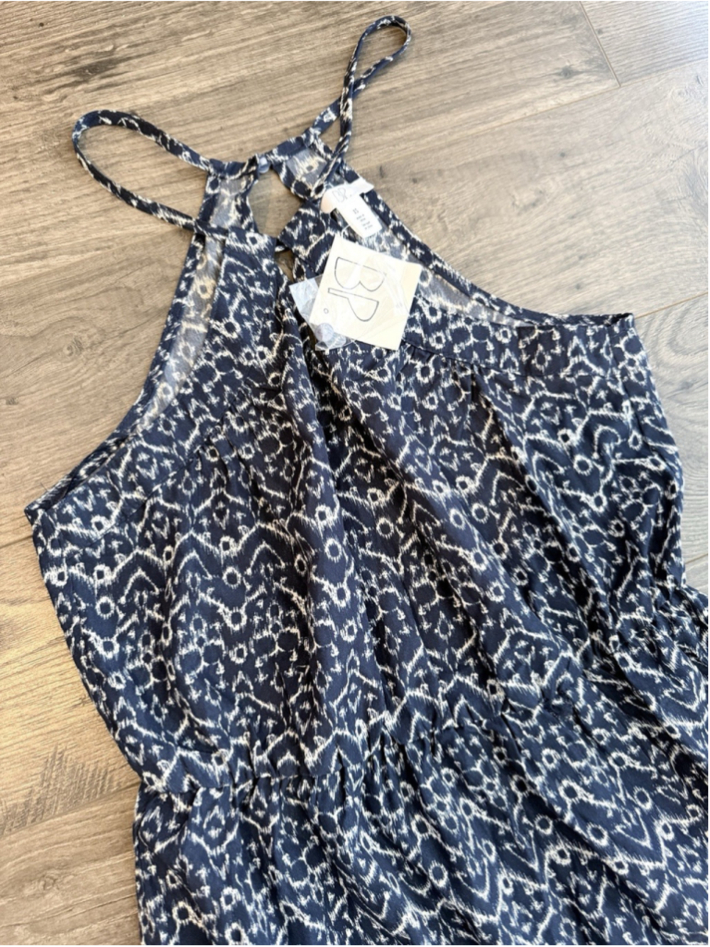 BP Nordstrom Indigo Ikat Halter Maxi Dress NWT Boho Festival Resort Euro Summer - Picture 3 of 13